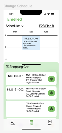 Enrolled change schedule screen