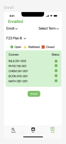 Enrolled enrollment screen