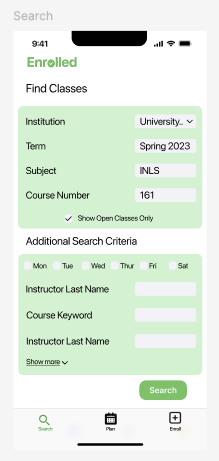 Enrolled search screen