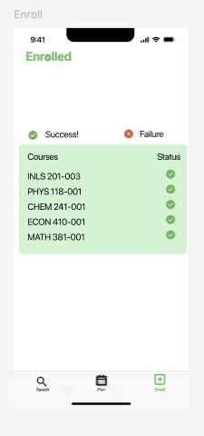 Enrolled enrollment success screen
