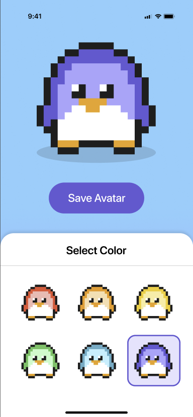 Grail avatar customization screen shown in a phone frame