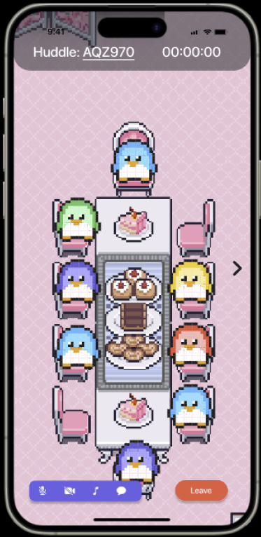 Grail huddle room screen in its original phone frame