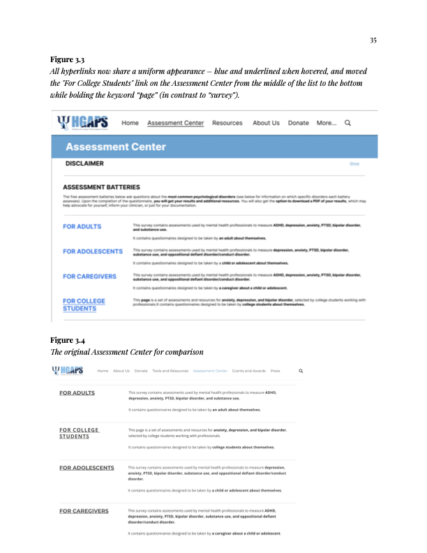 HGAPS hyperlink and assessment path redesign compared with the original page