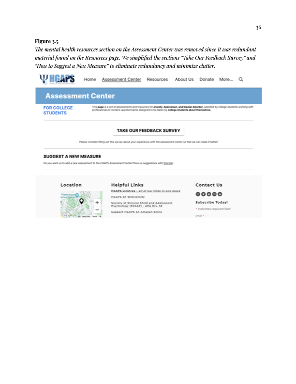 HGAPS simplified Assessment Center lower page with feedback and new measure sections